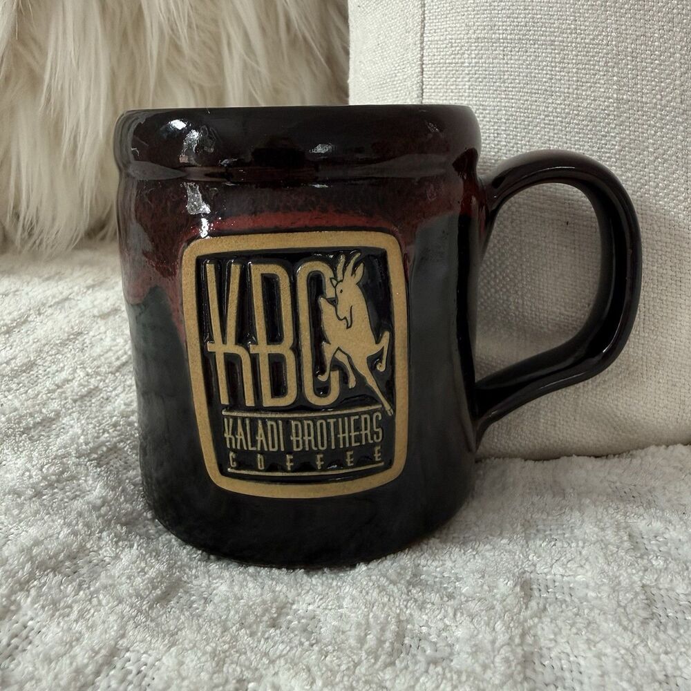 Deneen Pottery Mug 2016 Hand Thrown KBC Kaladi Brothers Coffee Black Red Moody